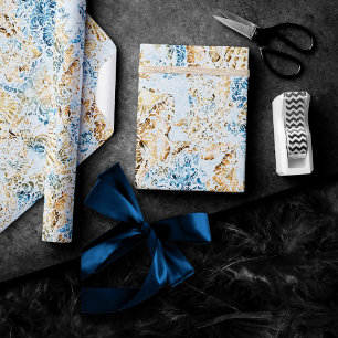 Küstenglanz   Modernes Blau und Gold unter dem Mee Geschenkpapier