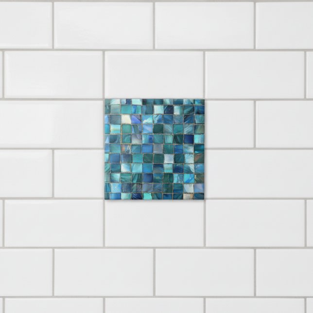 Küstenglasmosaik in Aqua-Blau Fliese (Von Creator hochgeladen)