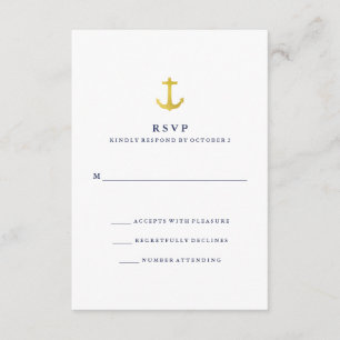 Küstengoldanker-und -marine-Blau UAWG des RSVP Karte