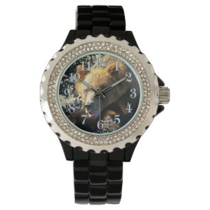 Küstengrizzly-Bärn-Gesicht - Tier-Foto Armbanduhr