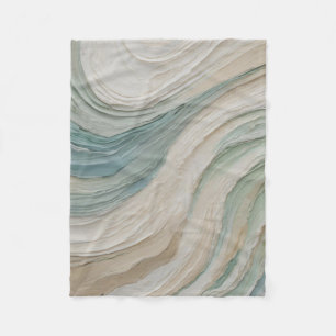 Küstengrün Beige Abstrakte Wellen Fleecedecke