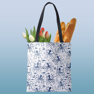 Küstengrün-Wasserfarbe Unterwasser-Oktopus-Muster Tasche