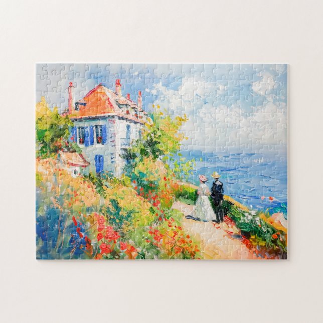 Küstenhaus mit Blume Impressionist Seascap (Horizontal)