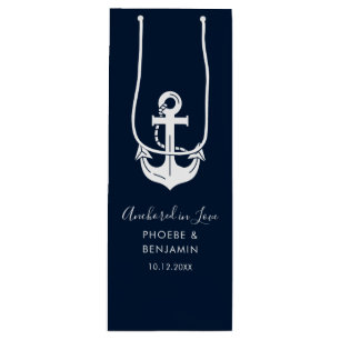 Küstenhochzeit Champagner Personalisierter Name Geschenktüte Für Weinflaschen
