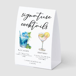 Küstenhochzeit Signature-Cocktails-Menü Tischaufsteller