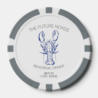Küstenhummer-Hochzeitsprobedinner-Aufkleber Pokerchips