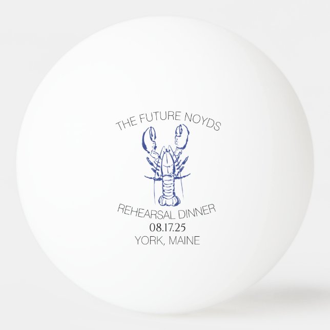 Küstenhummer-Hochzeitsprobedinner-Aufkleber Tischtennisball (Vorderseite)