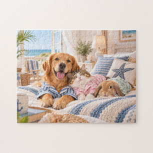 Küstenillustration Schlafzimmer Haustiere