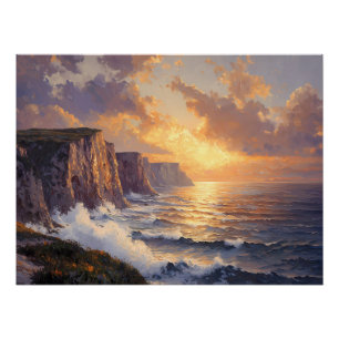 Küstenklippen bei Sonnenuntergang Poster