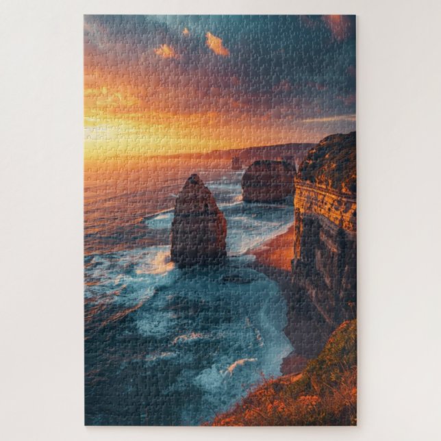 Küstenklippen-Sonnenuntergang-Puzzle (Vertikal)