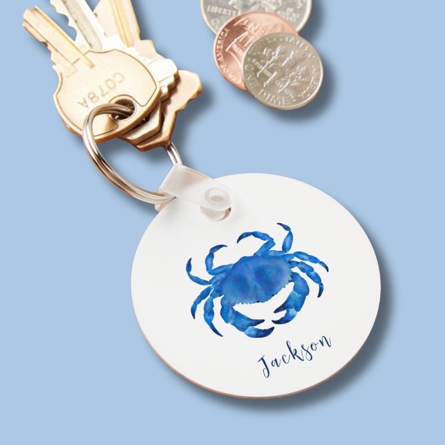 Küstenkrabbe blau schlüsselanhänger (Blue coastal crab keychain)