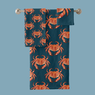 Küstenkrabben-Muster Badhandtuch Set