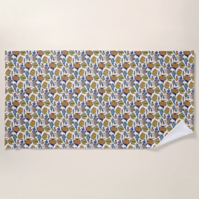 Küstenkrebse und Muschel Beach Blanket Strandtuch (Vorderseite)