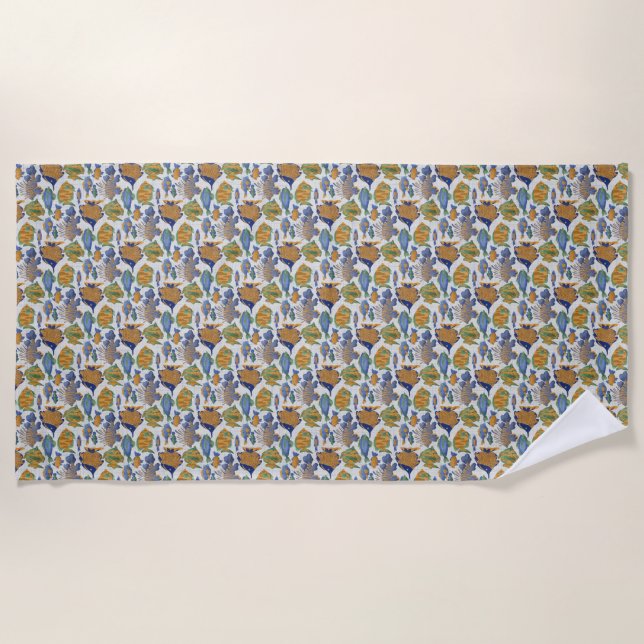 Küstenkrebse und Muschel Beach Blanket Strandtuch (Vorderseite)