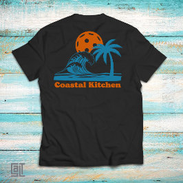 Küstenküche Pickleball Sonnenuntergang Welle Palme T-Shirt