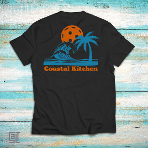 Küstenküche Pickleball Sonnenuntergang Welle Palme T-Shirt