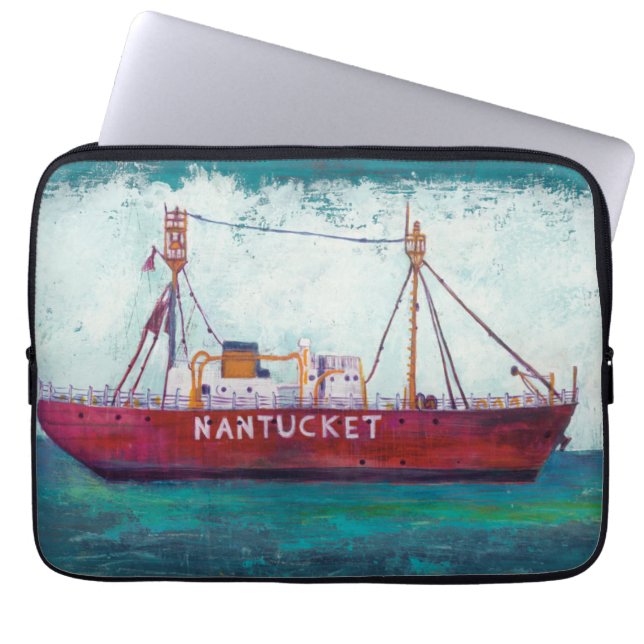 Küstenkunst| Nantucket Lightship Laptopschutzhülle (Vorderseite)