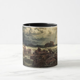 Küstenlandschaft mit Schiffen am Horizont Tasse