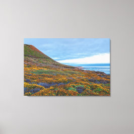 Küstenlandschaft mit Sommerferien-Wildblumen Leinwanddruck