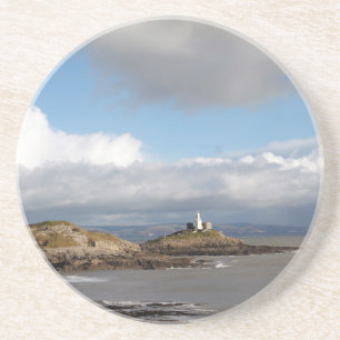 Küstenlandschaft und Leuchtturm Sandstein Untersetzer