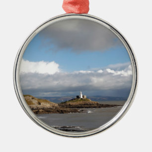 Küstenlandschaft und Leuchtturm Silbernes Ornament