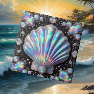 Küstenleben   Schwarze Meeresmuschel Opal Diamant Fliese