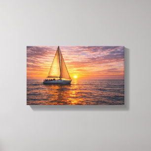 Küstenleinwand-Wandkunst-Set Sonnenuntergang-Ozean Leinwanddruck