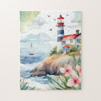 Küstenleuchtturm-Aquarell-Puzzle