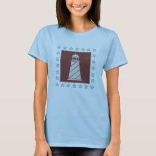Küstenleuchtturm der kunst-  auf Rot T-Shirt