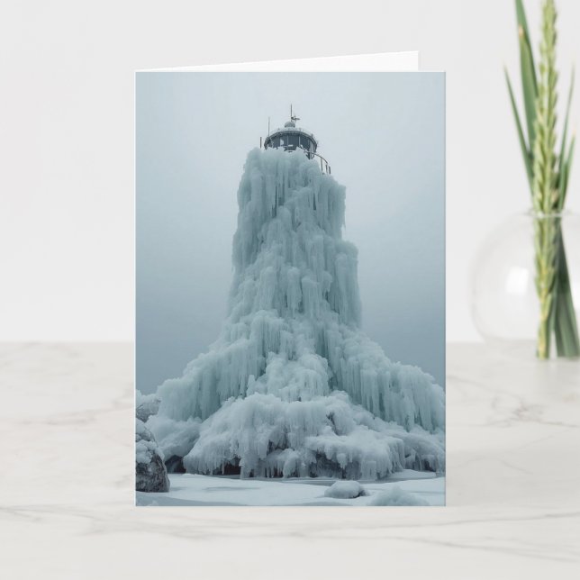 Küstenleuchtturm im Winter Karte (Vorderseite)