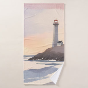 Küstenleuchtturm Strandleuchtturm Aquarellmalere Badehandtuch