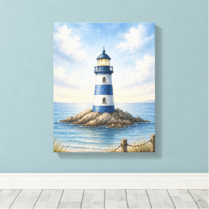 Küstenleuchtturm-Wandbehang aus umwickelter Leinwa Leinwanddruck