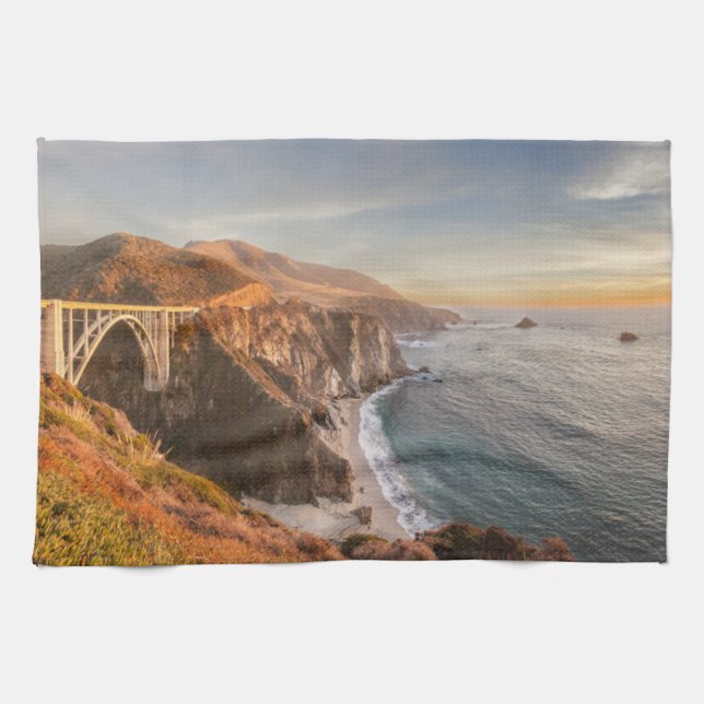 Küstenlinie | Bixby Bridge, Big Sur California Geschirrtuch (Horizontal)
