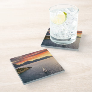 Küstenlinie Bodrum, Türkei Glasuntersetzer