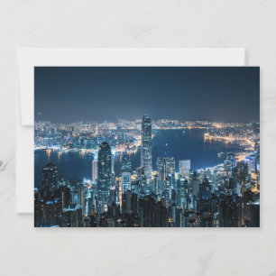 Küstenlinie   Hong Kong Island, Asien Dankeskarte