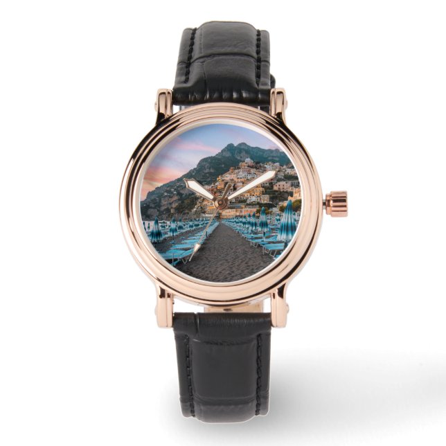 Küstenlinie | Kampanien, Italien Armbanduhr (Vorderseite)