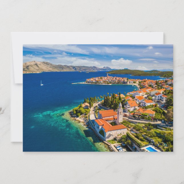 Küstenlinie | Korcula Town, Korcula Island, Kroati Dankeskarte (Vorderseite)