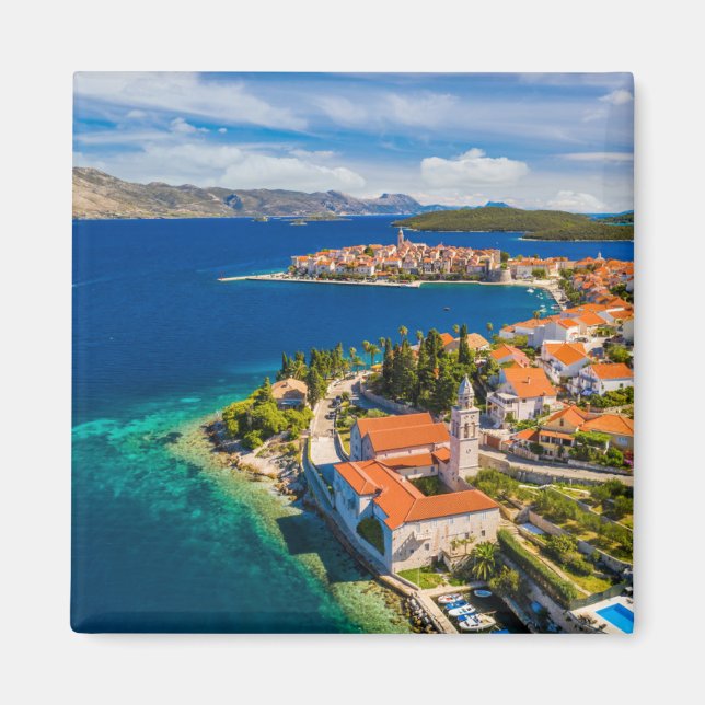 Küstenlinie | Korcula Town, Korcula Island, Kroati Magnet (Vorne)