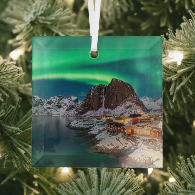Küstenlinie | Lofoten Islands, Hamnoy, Norwegen Ornament Aus Glas (Insitu)