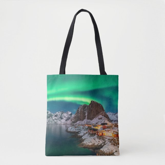 Küstenlinie | Lofoten Islands, Hamnoy, Norwegen Tasche (Vorderseite)