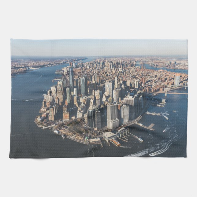 Küstenlinie | Manhattan, New York City Geschirrtuch (Horizontal)