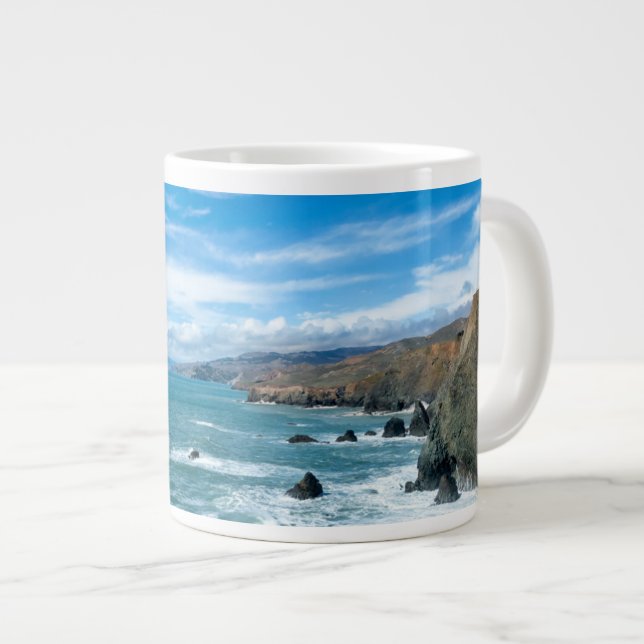Küstenlinie | Marin Headlands, Kalifornien Jumbo-Tasse (Vorderseite Rechts)