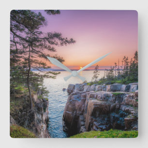 Küstenlinie Ravens Nest Acadia Nationalpark Main Quadratische Wanduhr