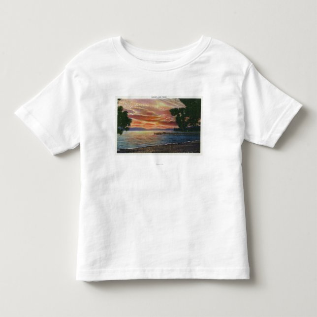 Küstenlinie-Sonnenuntergang-Ansicht mit Pier Kleinkind T-shirt (Vorderseite)