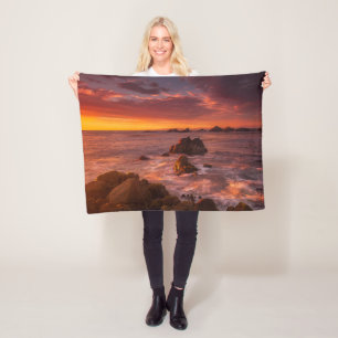 Küstenlinie   Sunset Pacific Grove Carmel Californ Fleecedecke