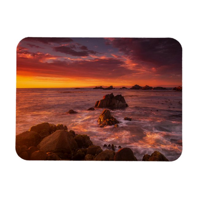 Küstenlinie | Sunset Pacific Grove Carmel Californ Magnet (Horizontal)