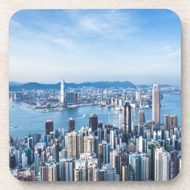 Küstenlinie | Tsim Sha Tsu, Hong Kong Island, Asie Getränkeuntersetzer (Vorderseite)