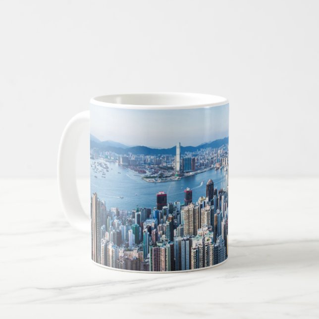 Küstenlinie | Tsim Sha Tsu, Hong Kong Island, Asie Kaffeetasse (Vorderseite Links)