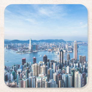 Küstenlinie Tsim Sha Tsu, Hong Kong Island, Asie Rechteckiger Pappuntersetzer