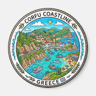 Küstenlinie von Korfu Griechenland Magnet
